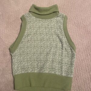 Zara Green and White Cowl Neck Sweater